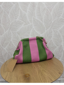 Bolso/neceser rayas verde y rosa