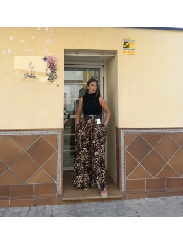 Pantalón palazo animal leopardo